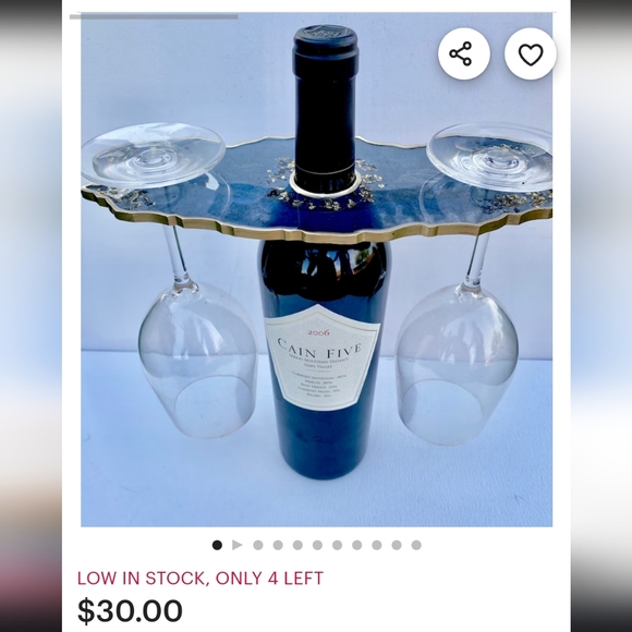 Blue gold custom resin tray coaster and wine glass holder set bundle - Picture 11 of 11